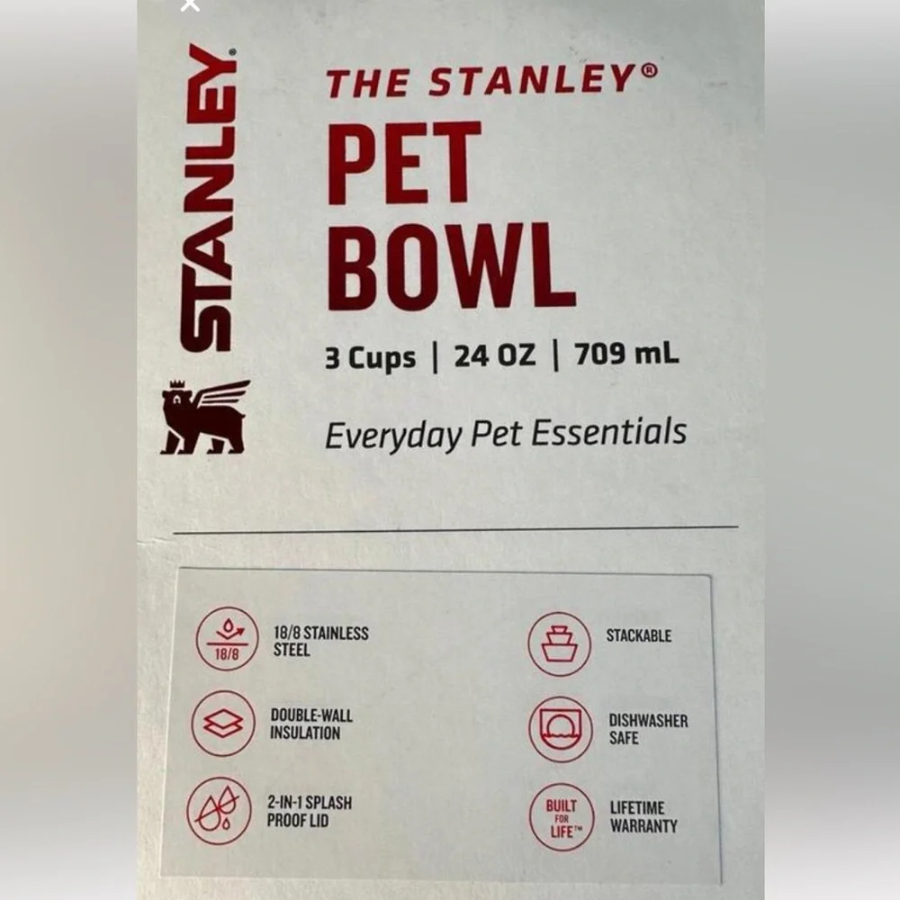 Stanley Pet Bowl Target Exclusive 24 oz Stainless Steel Candy Cane Red